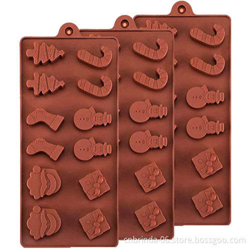 Christmas Silicone Chocolate Moulds Cake Cookie Moulds Candy Baking Molds for Chocolate Cake DIY for Xmas Party Decoration